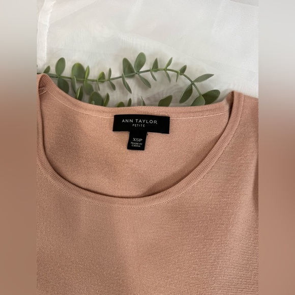 Ann Taylor Knit Dusty Pink Embroidered Floral Hem Midi Dress Size Extra Small - Picture 5 of 9